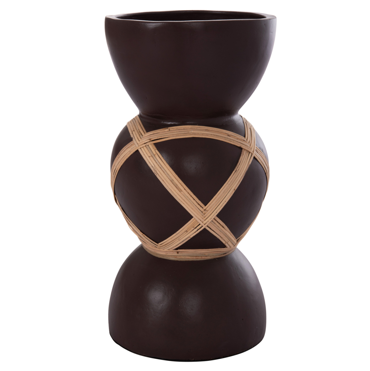 DECORATIVE FLOOR VASE MAYNARD HM4672.07L TERRACOTTA IN CHOCOLATE COLOR--RATTAN Φ32x62.5Hcm. [8]