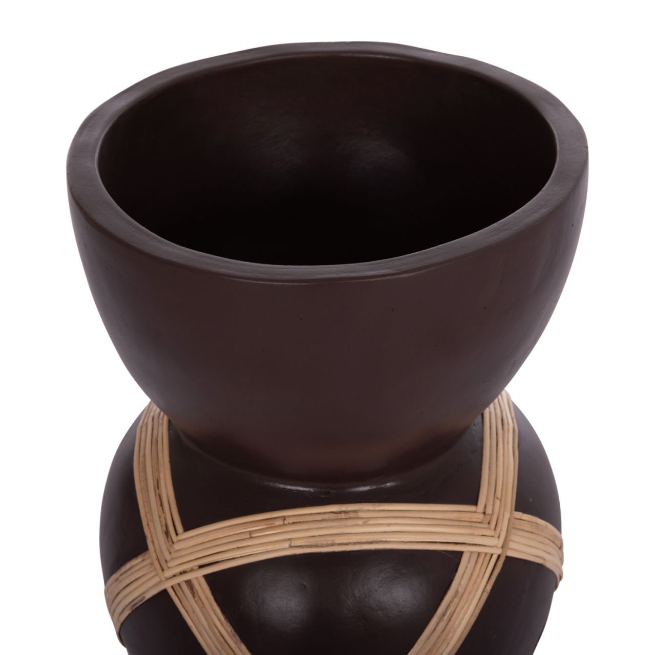 DECORATIVE FLOOR VASE MAYNARD HM4672.07L TERRACOTTA IN CHOCOLATE COLOR--RATTAN Φ32x62.5Hcm. [5]