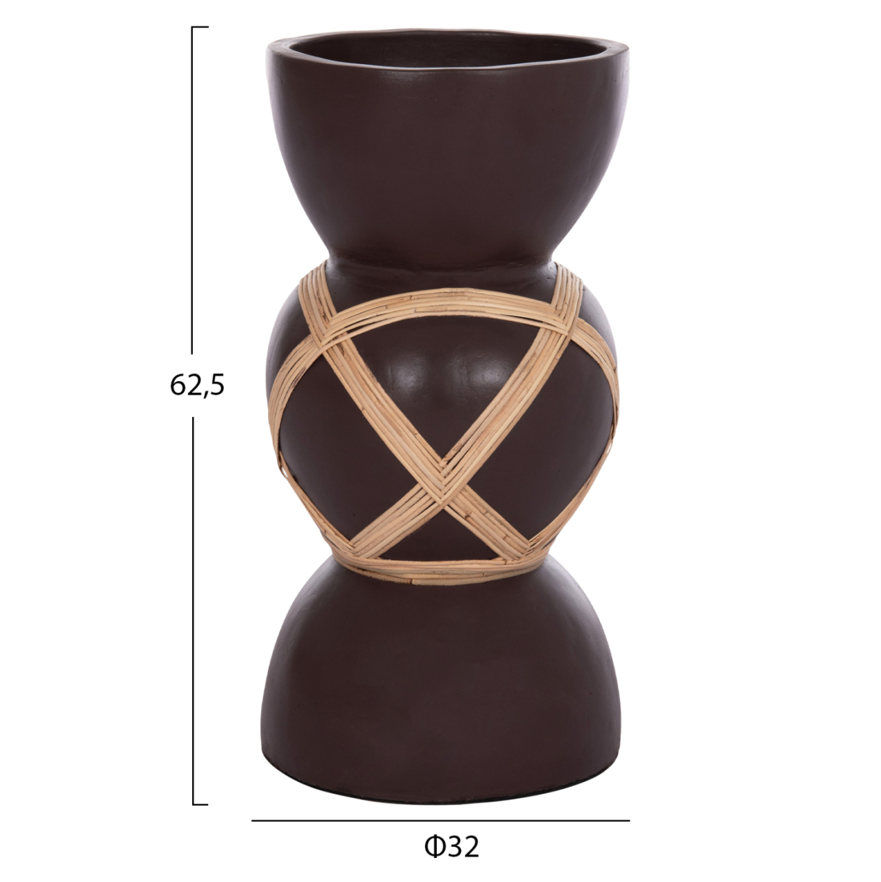 DECORATIVE FLOOR VASE MAYNARD HM4672.07L TERRACOTTA IN CHOCOLATE COLOR--RATTAN Φ32x62.5Hcm. [2]