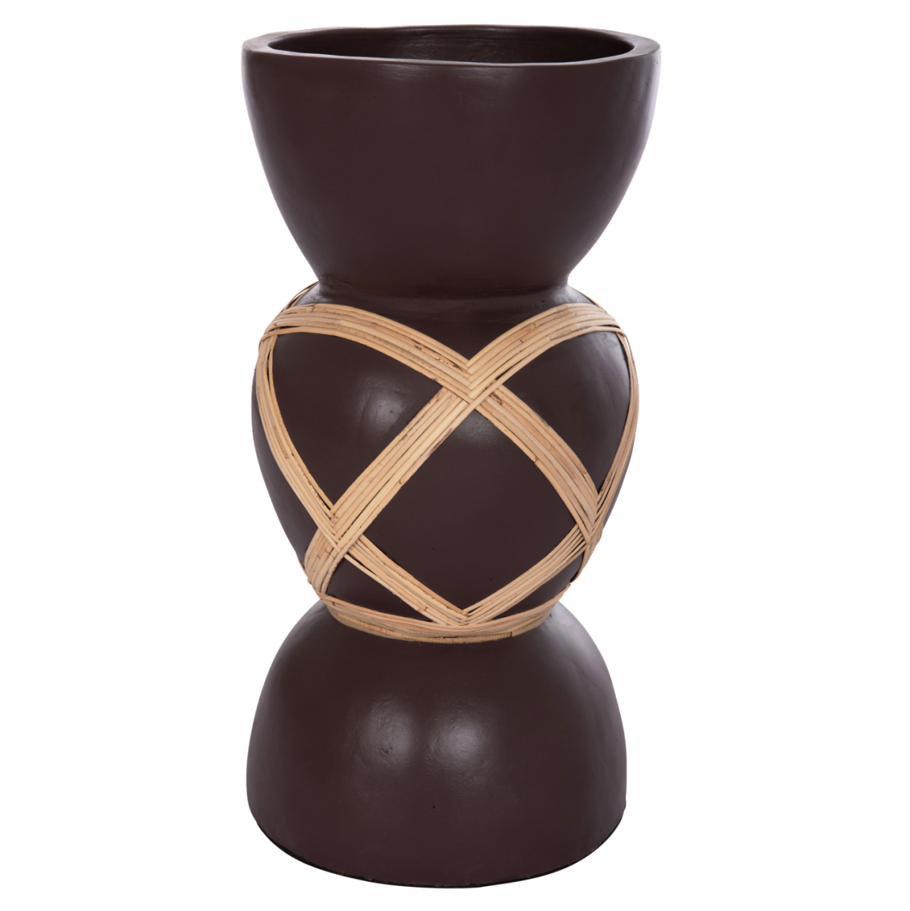 DECORATIVE FLOOR VASE MAYNARD HM4672.07L TERRACOTTA IN CHOCOLATE COLOR--RATTAN Φ32x62.5Hcm. [3]