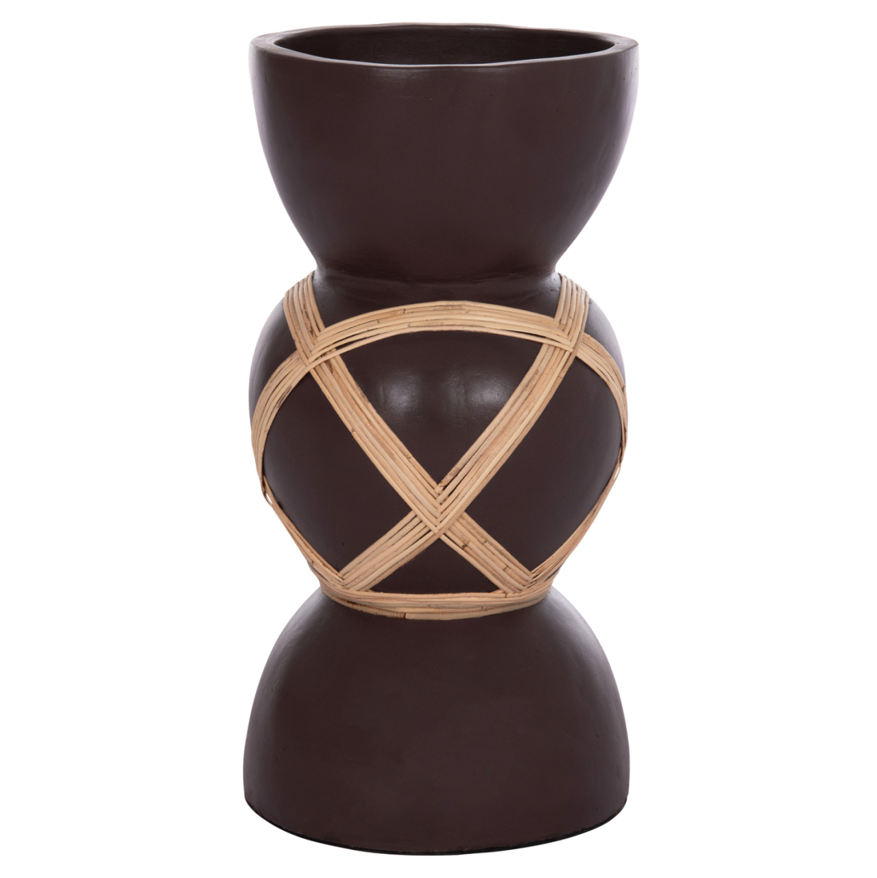 DECORATIVE FLOOR VASE MAYNARD HM4672.07L TERRACOTTA IN CHOCOLATE COLOR--RATTAN Φ32x62.5Hcm. [1]
