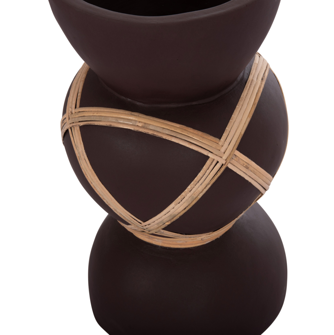 DECORATIVE FLOOR VASE MAYNARD HM4672.07S TERRACOTTA IN CHOCOLATE COLOR--RATTAN Φ27.5x50Hcm. [7]