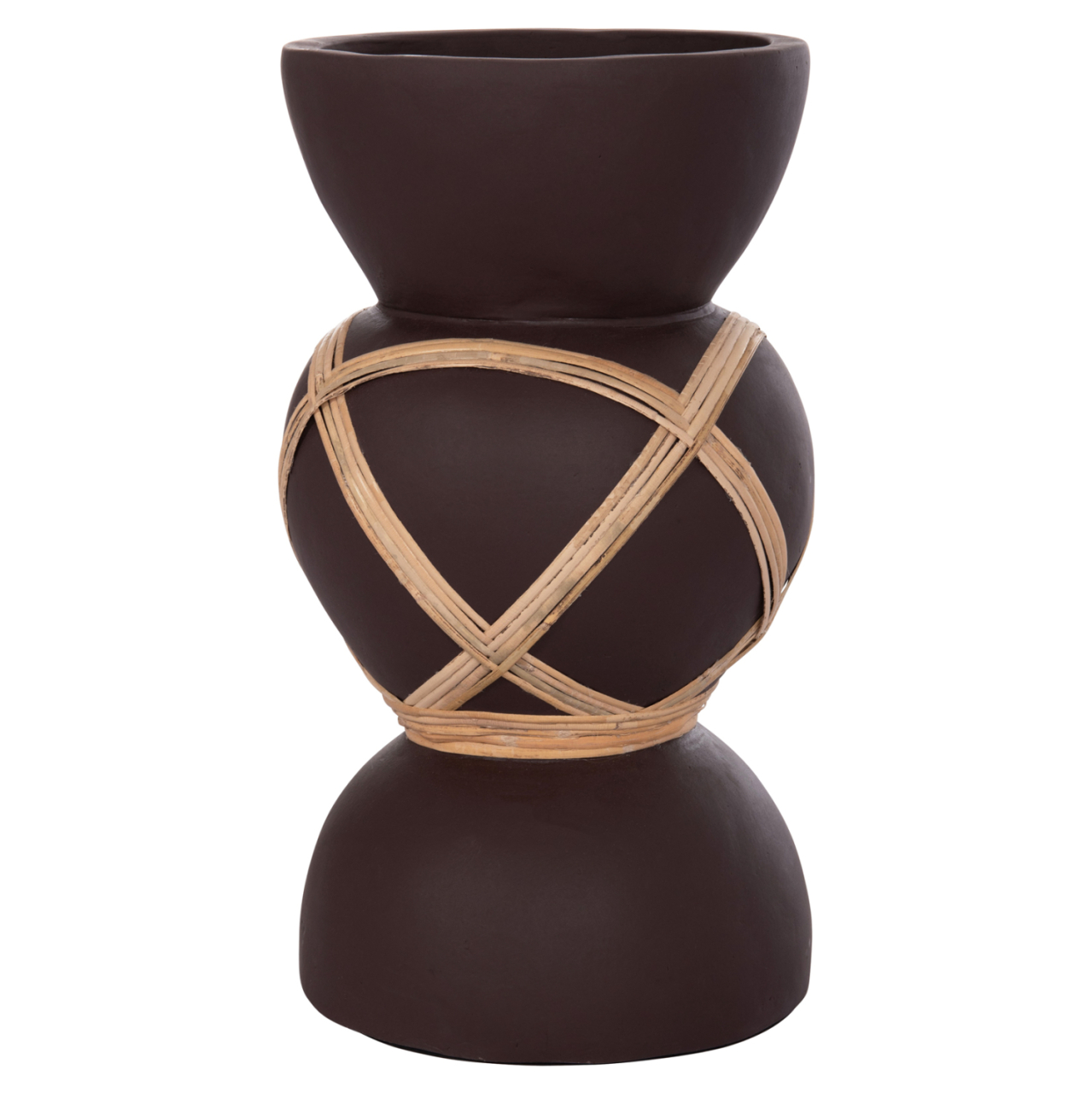 DECORATIVE FLOOR VASE MAYNARD HM4672.07S TERRACOTTA IN CHOCOLATE COLOR--RATTAN Φ27.5x50Hcm. [4]