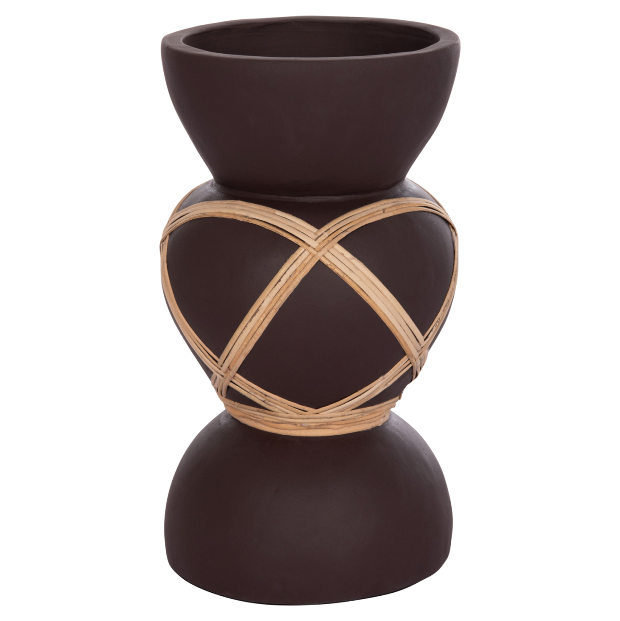 DECORATIVE FLOOR VASE MAYNARD HM4672.07S TERRACOTTA IN CHOCOLATE COLOR--RATTAN Φ27.5x50Hcm. [1]