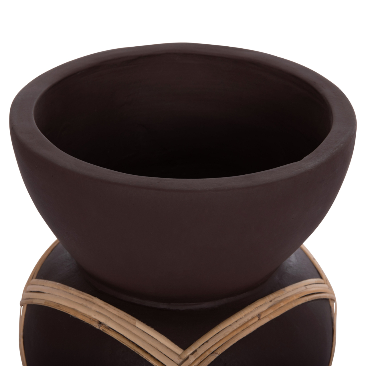 DECORATIVE FLOOR VASE MAYNARD HM4672.07S TERRACOTTA IN CHOCOLATE COLOR--RATTAN Φ27.5x50Hcm. [5]