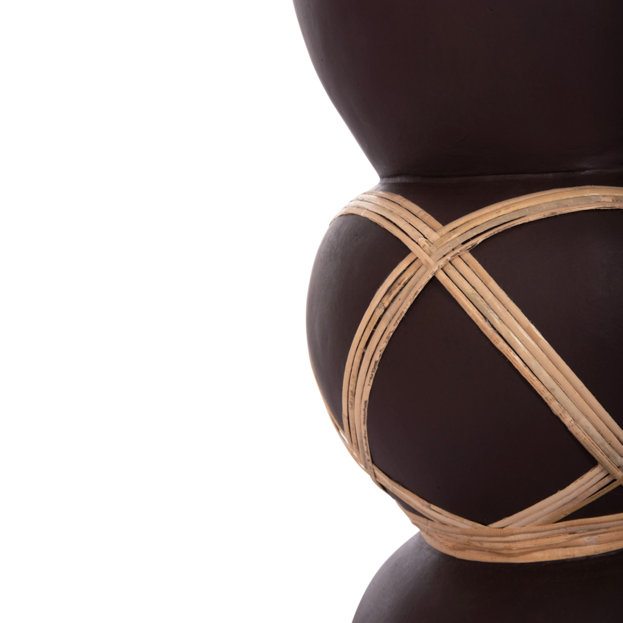DECORATIVE FLOOR VASE MAYNARD HM4672.07S TERRACOTTA IN CHOCOLATE COLOR--RATTAN Φ27.5x50Hcm. [8]