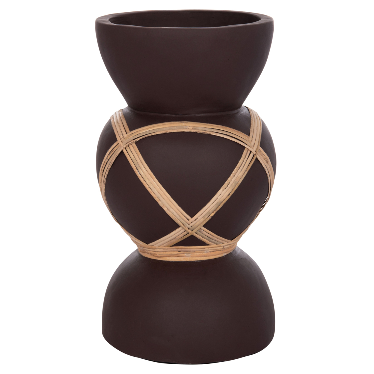 DECORATIVE FLOOR VASE MAYNARD HM4672.07S TERRACOTTA IN CHOCOLATE COLOR--RATTAN Φ27.5x50Hcm. [3]