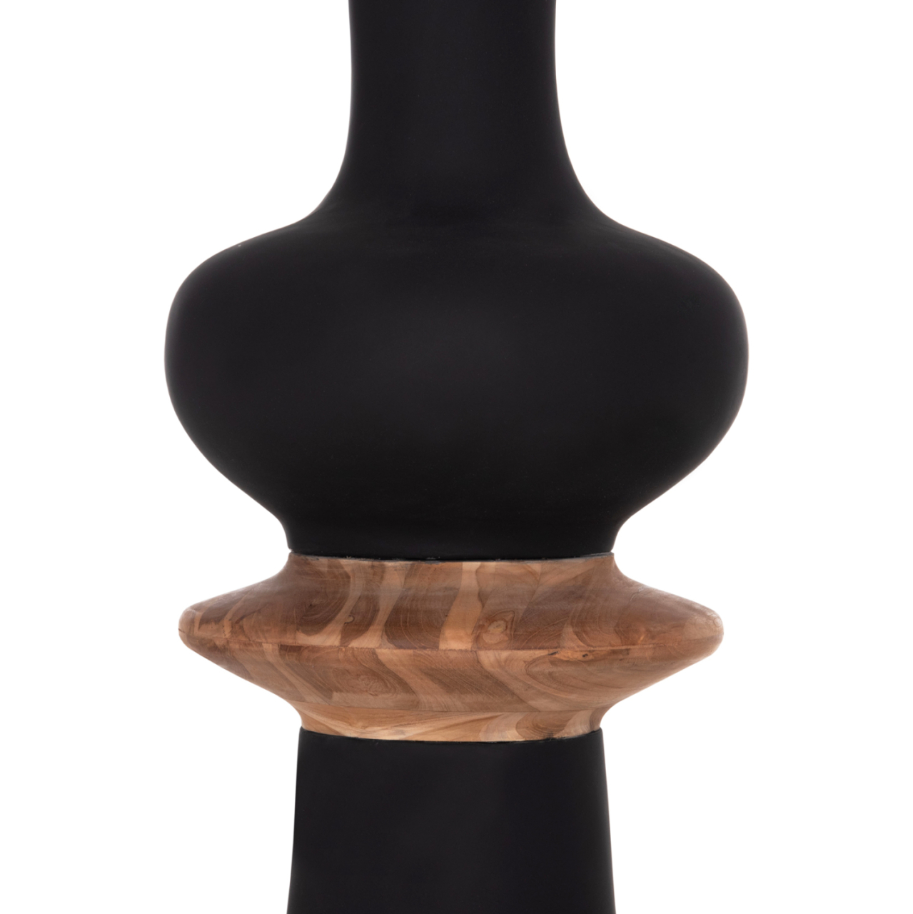 DECORATIVE FLOOR VASE NEBULA HM4660.01L FIBER CEMENT IN BLACK--TEAK WOOD Φ45x172Hcm. [5]