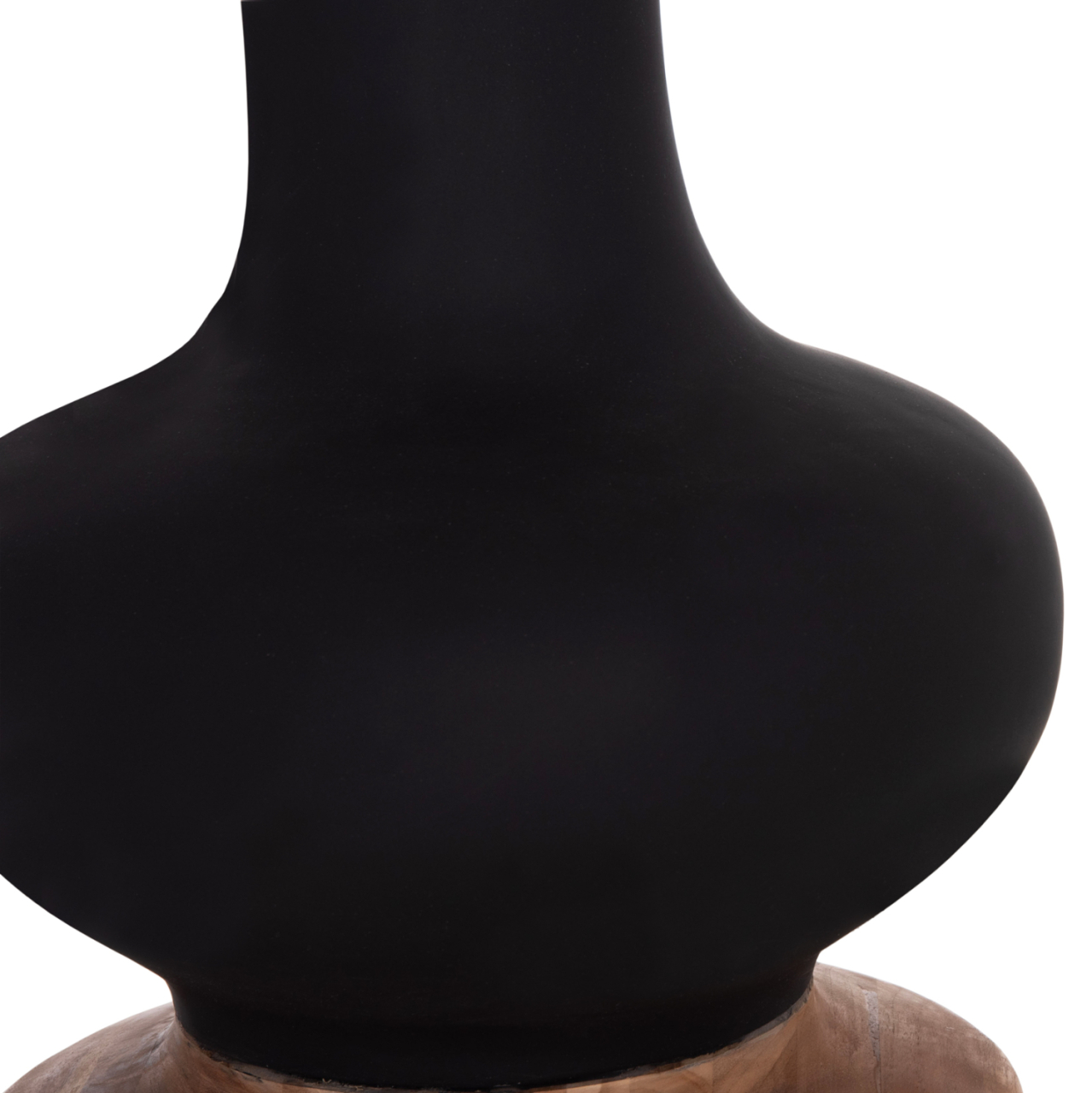 DECORATIVE FLOOR VASE NEBULA HM4660.01L FIBER CEMENT IN BLACK--TEAK WOOD Φ45x172Hcm. [9]