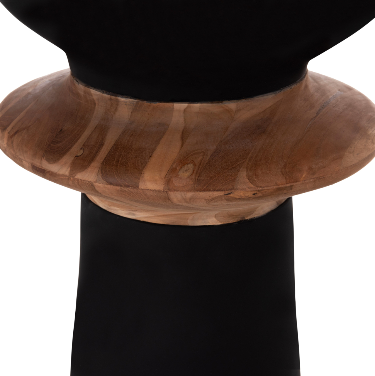 DECORATIVE FLOOR VASE NEBULA HM4660.01L FIBER CEMENT IN BLACK--TEAK WOOD Φ45x172Hcm. [10]