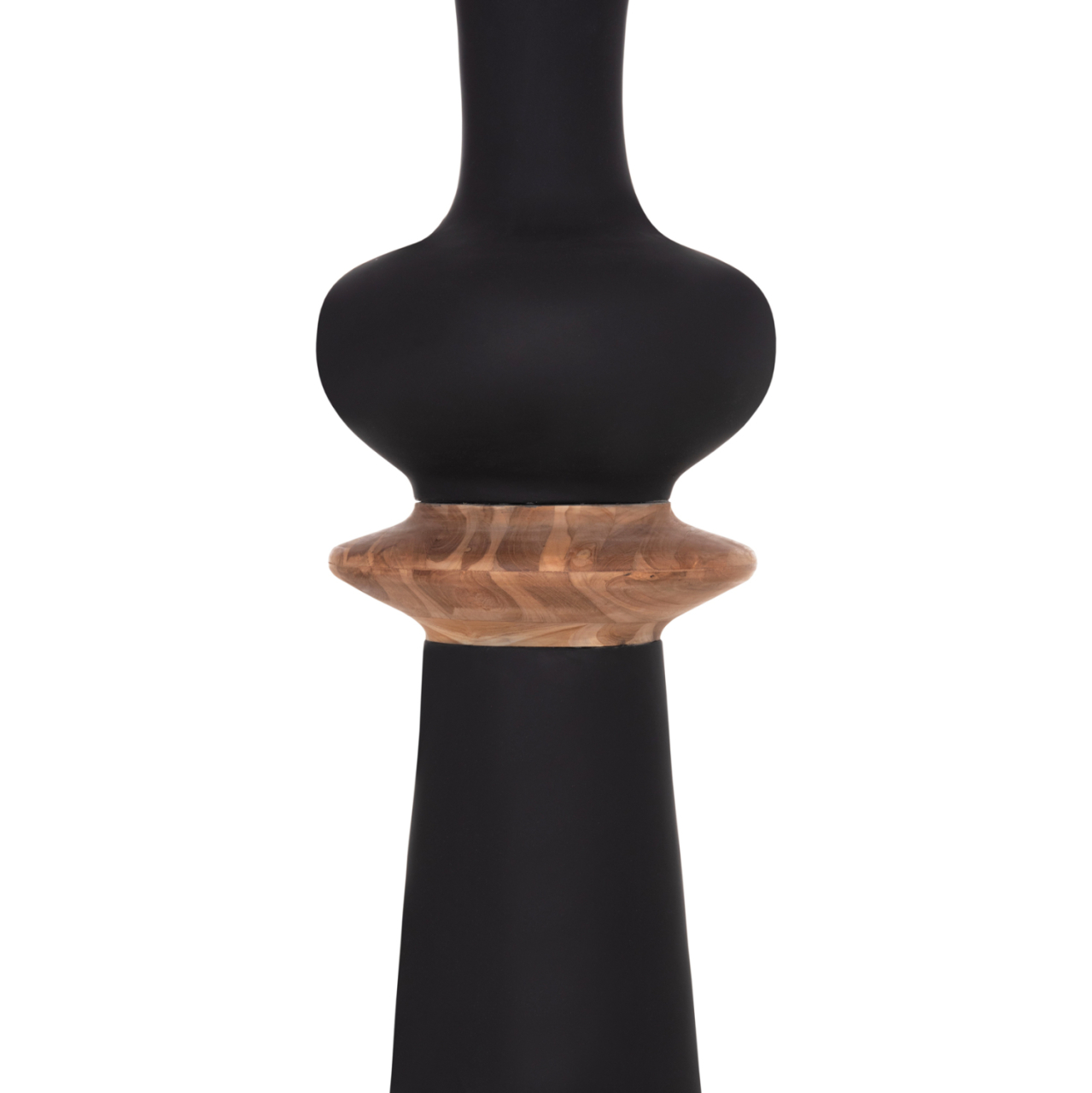 DECORATIVE FLOOR VASE NEBULA HM4660.01L FIBER CEMENT IN BLACK--TEAK WOOD Φ45x172Hcm. [8]