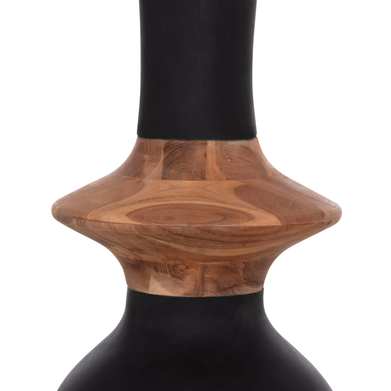 DECORATIVE FLOOR VASE NEBULA HM4660.01M FIBER CEMENT IN BLACK--TEAK WOOD Φ45x148Hcm. [5]