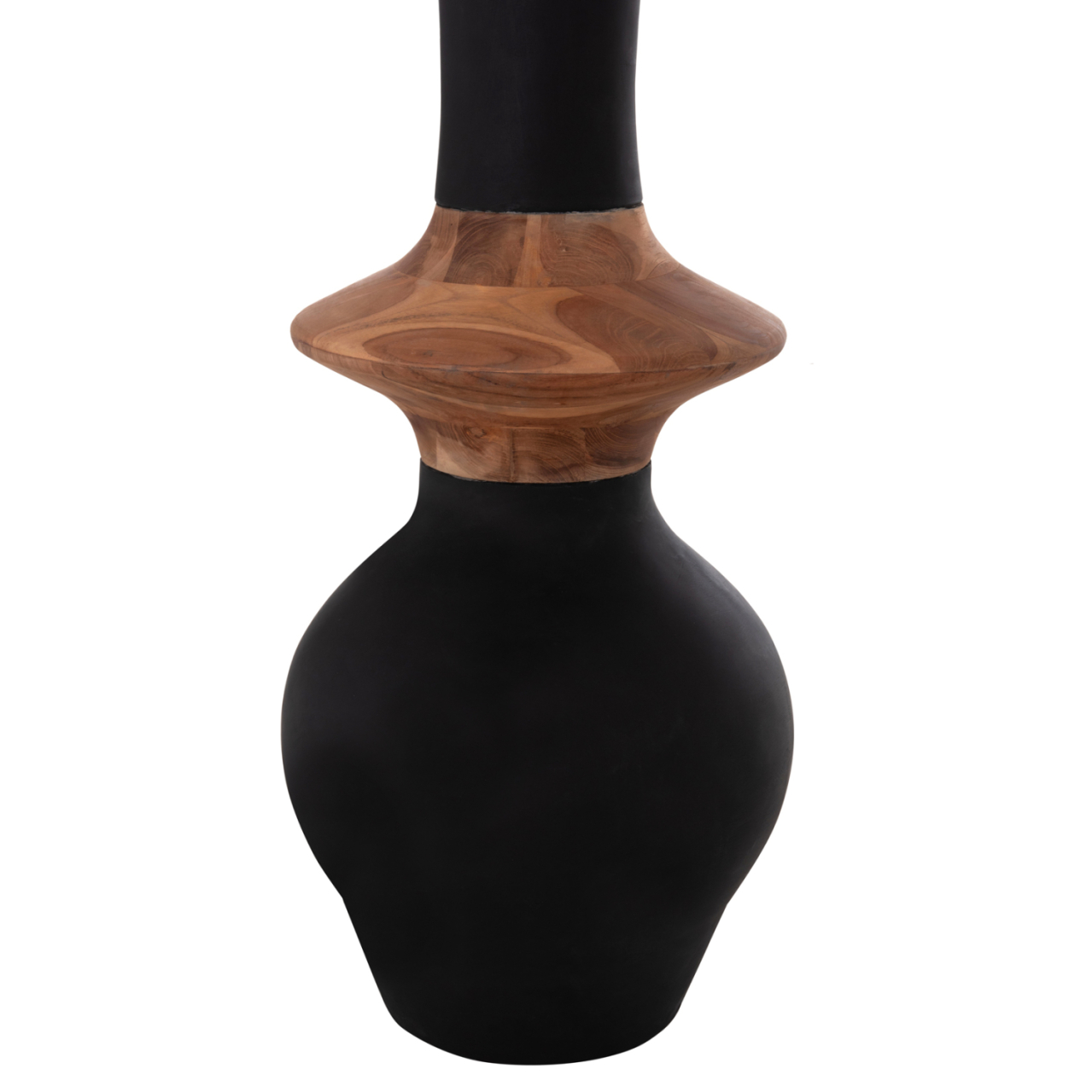 DECORATIVE FLOOR VASE NEBULA HM4660.01M FIBER CEMENT IN BLACK--TEAK WOOD Φ45x148Hcm. [9]
