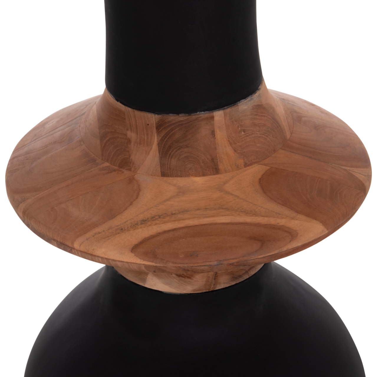 DECORATIVE FLOOR VASE NEBULA HM4660.01M FIBER CEMENT IN BLACK--TEAK WOOD Φ45x148Hcm. [8]