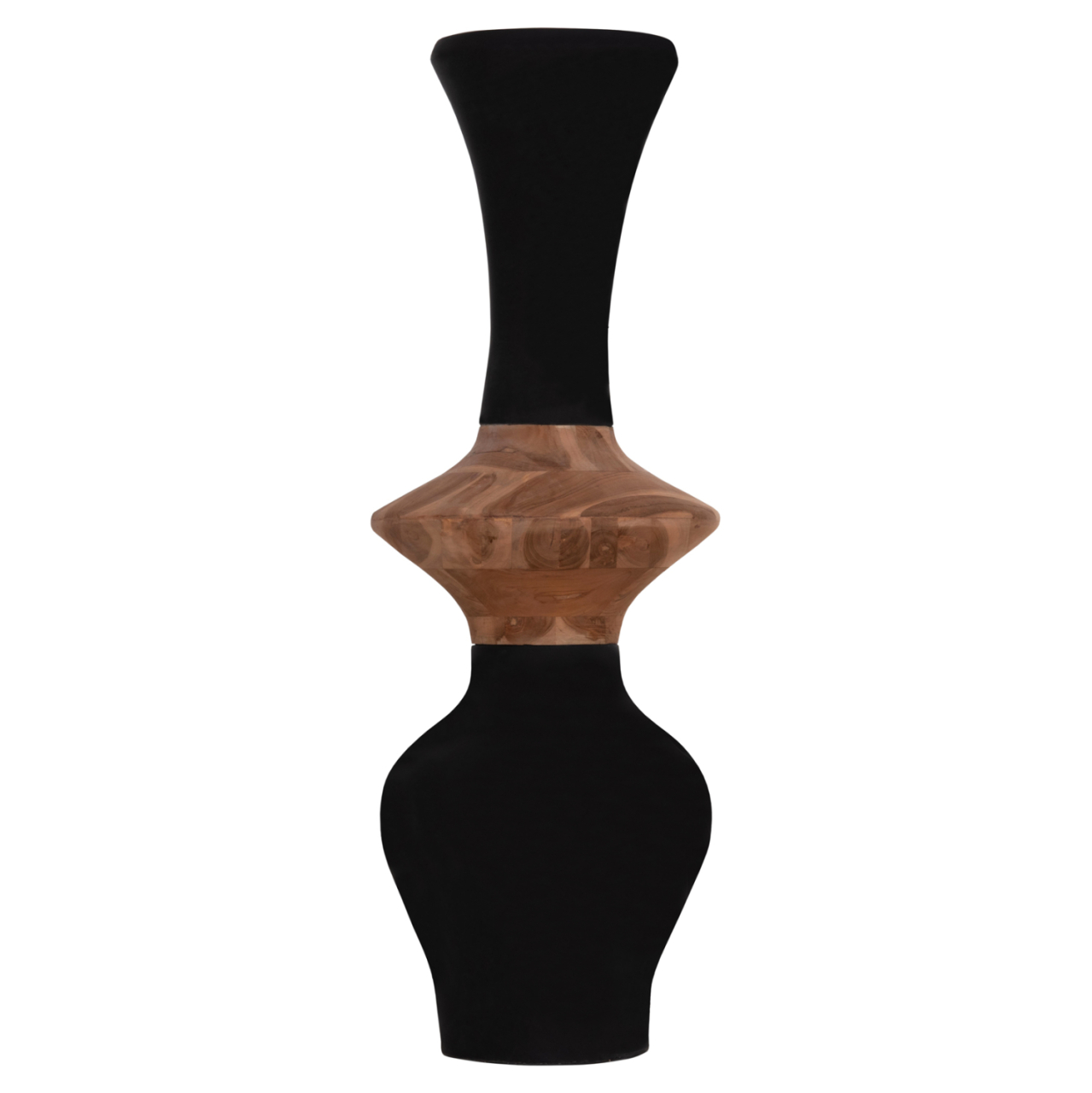 DECORATIVE FLOOR VASE NEBULA HM4660.01S FIBER CEMENT IN BLACK--TEAK WOOD Φ45x115Hcm. [3]