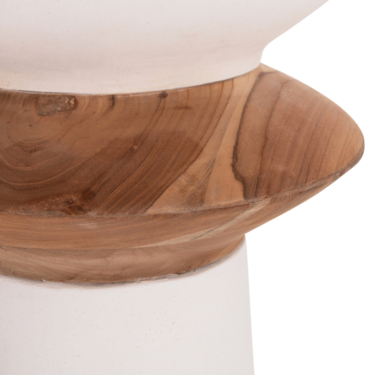 DECORATIVE FLOOR VASE NEBULA HM4660.02L FIBER CEMENT IN WHITE--TEAK WOOD Φ45x172Hcm. [10]
