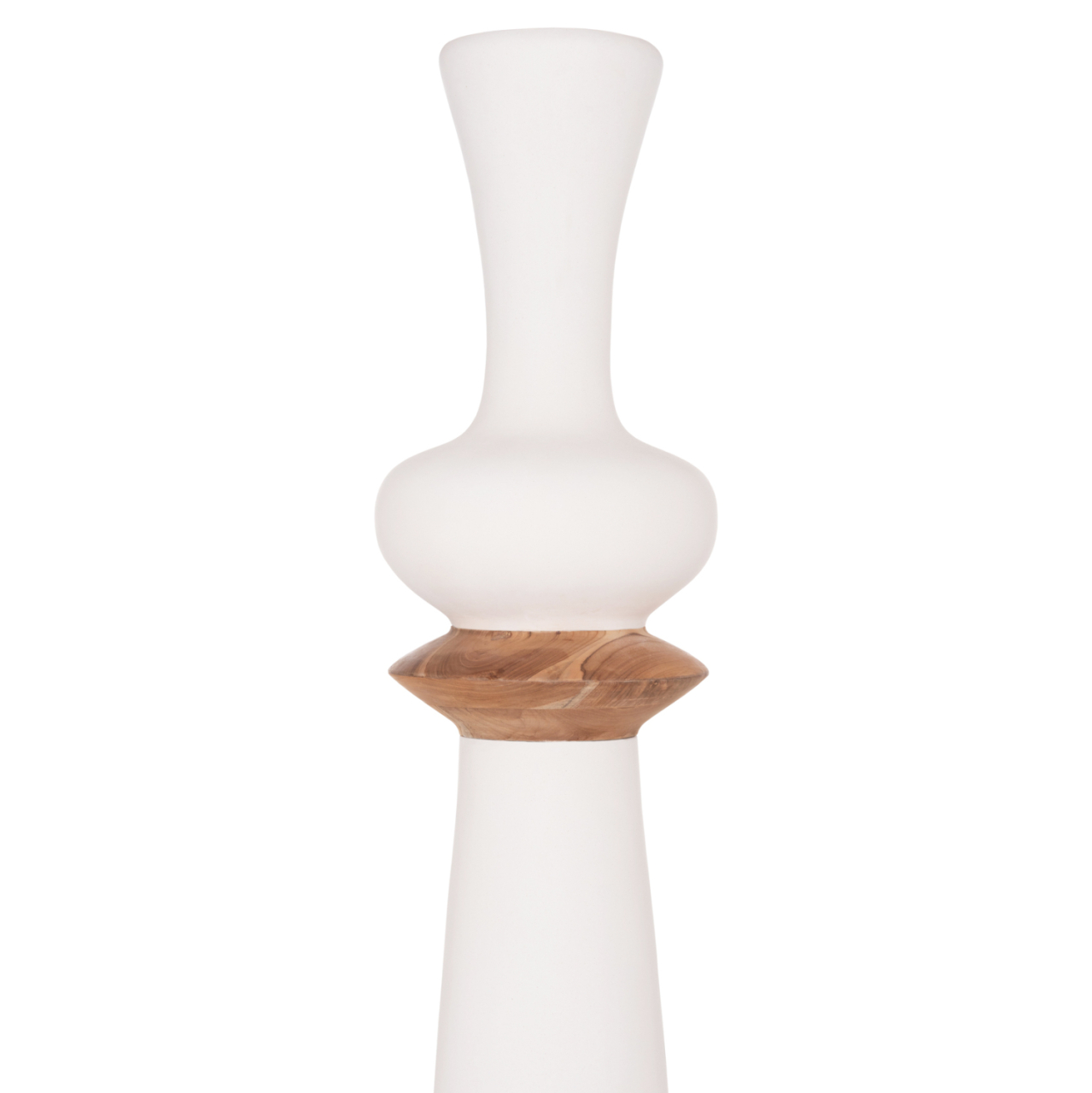 DECORATIVE FLOOR VASE NEBULA HM4660.02L FIBER CEMENT IN WHITE--TEAK WOOD Φ45x172Hcm. [8]