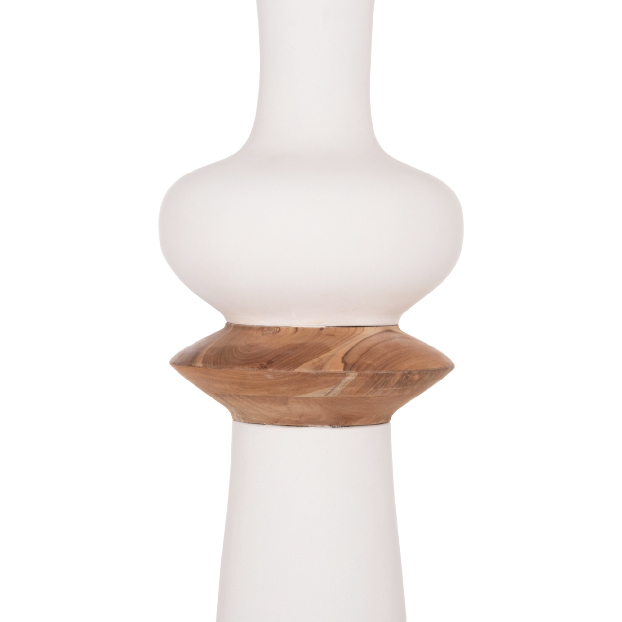 DECORATIVE FLOOR VASE NEBULA HM4660.02L FIBER CEMENT IN WHITE--TEAK WOOD Φ45x172Hcm. [5]