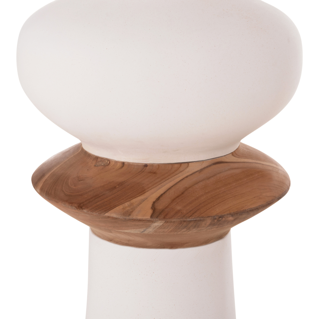 DECORATIVE FLOOR VASE NEBULA HM4660.02L FIBER CEMENT IN WHITE--TEAK WOOD Φ45x172Hcm. [9]
