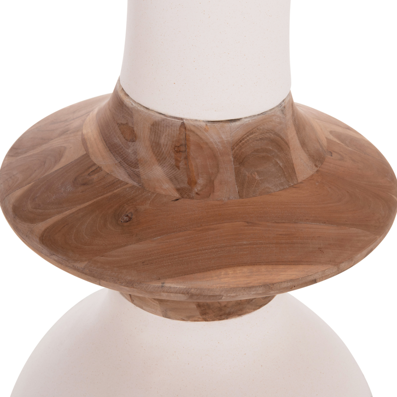 DECORATIVE FLOOR VASE NEBULA HM4660.02M FIBER CEMENT IN WHITE--TEAK WOOD Φ45x148Hcm. [10]