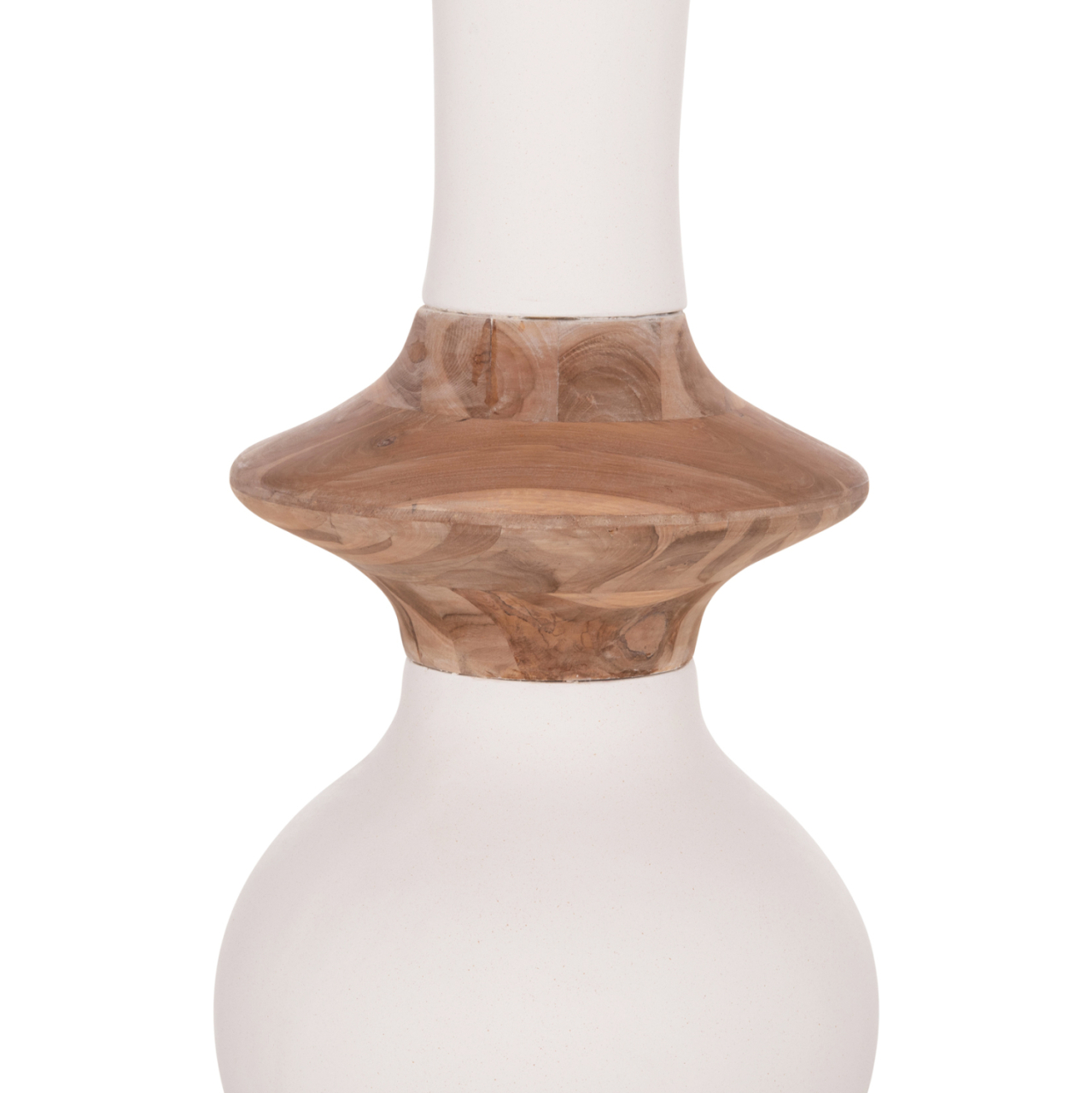 DECORATIVE FLOOR VASE NEBULA HM4660.02M FIBER CEMENT IN WHITE--TEAK WOOD Φ45x148Hcm. [5]