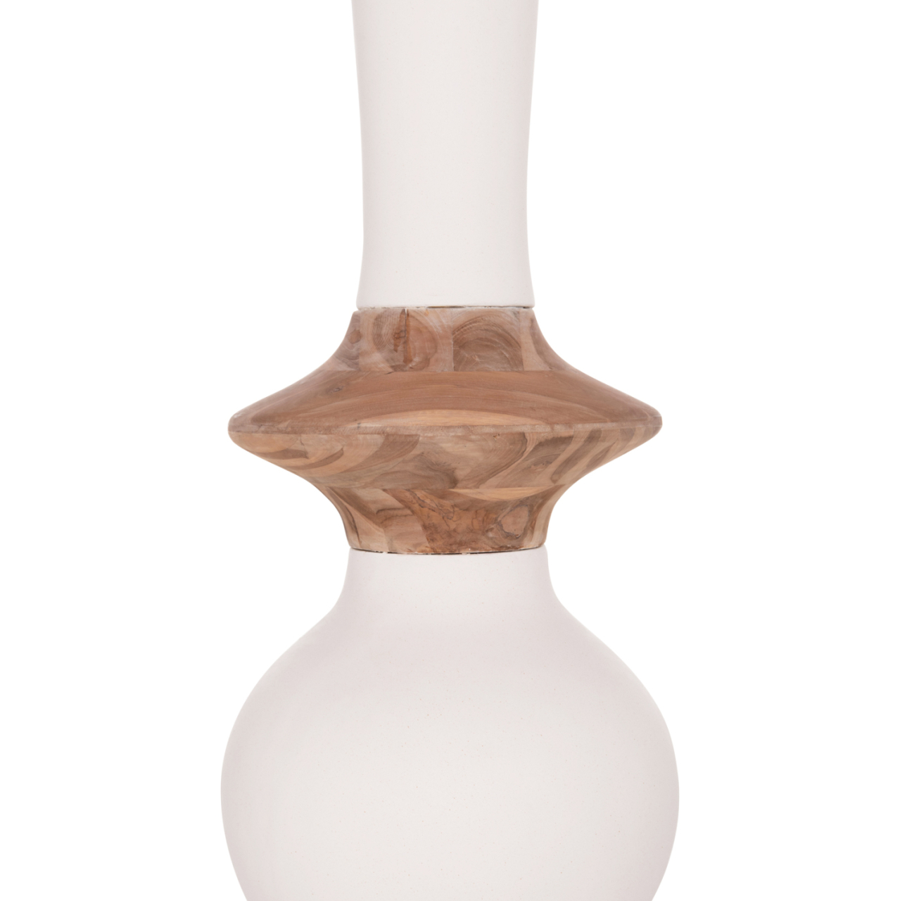 DECORATIVE FLOOR VASE NEBULA HM4660.02M FIBER CEMENT IN WHITE--TEAK WOOD Φ45x148Hcm. [8]