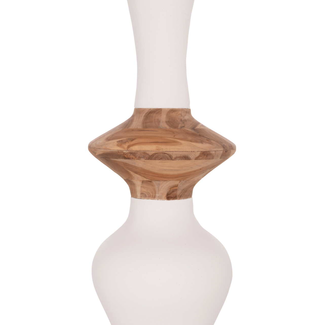 DECORATIVE FLOOR VASE NEBULA HM4660.02S FIBER CEMENT IN WHITE--TEAK WOOD Φ45x115Hcm. [7]