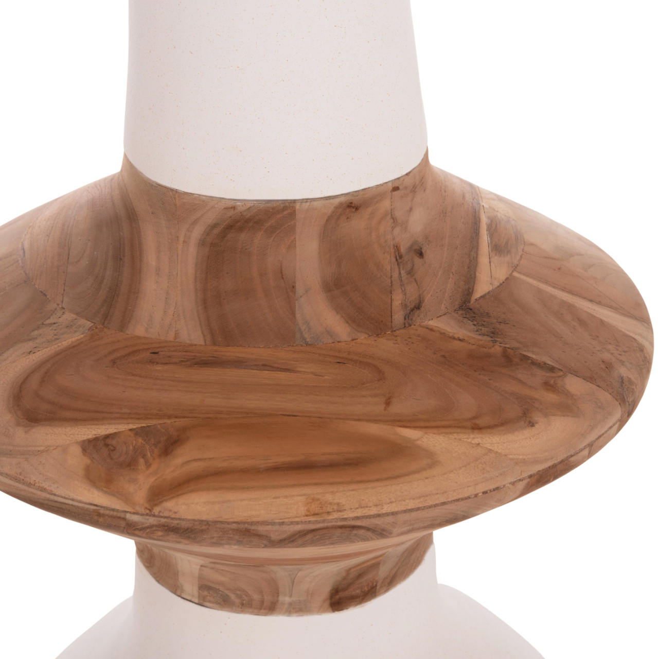 DECORATIVE FLOOR VASE NEBULA HM4660.02S FIBER CEMENT IN WHITE--TEAK WOOD Φ45x115Hcm. [9]