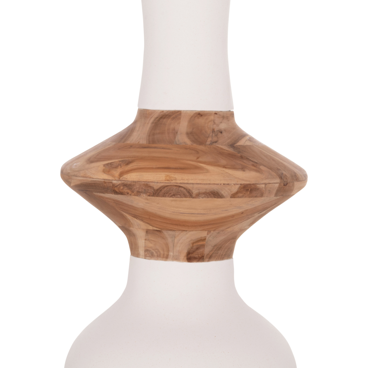 DECORATIVE FLOOR VASE NEBULA HM4660.02S FIBER CEMENT IN WHITE--TEAK WOOD Φ45x115Hcm. [5]