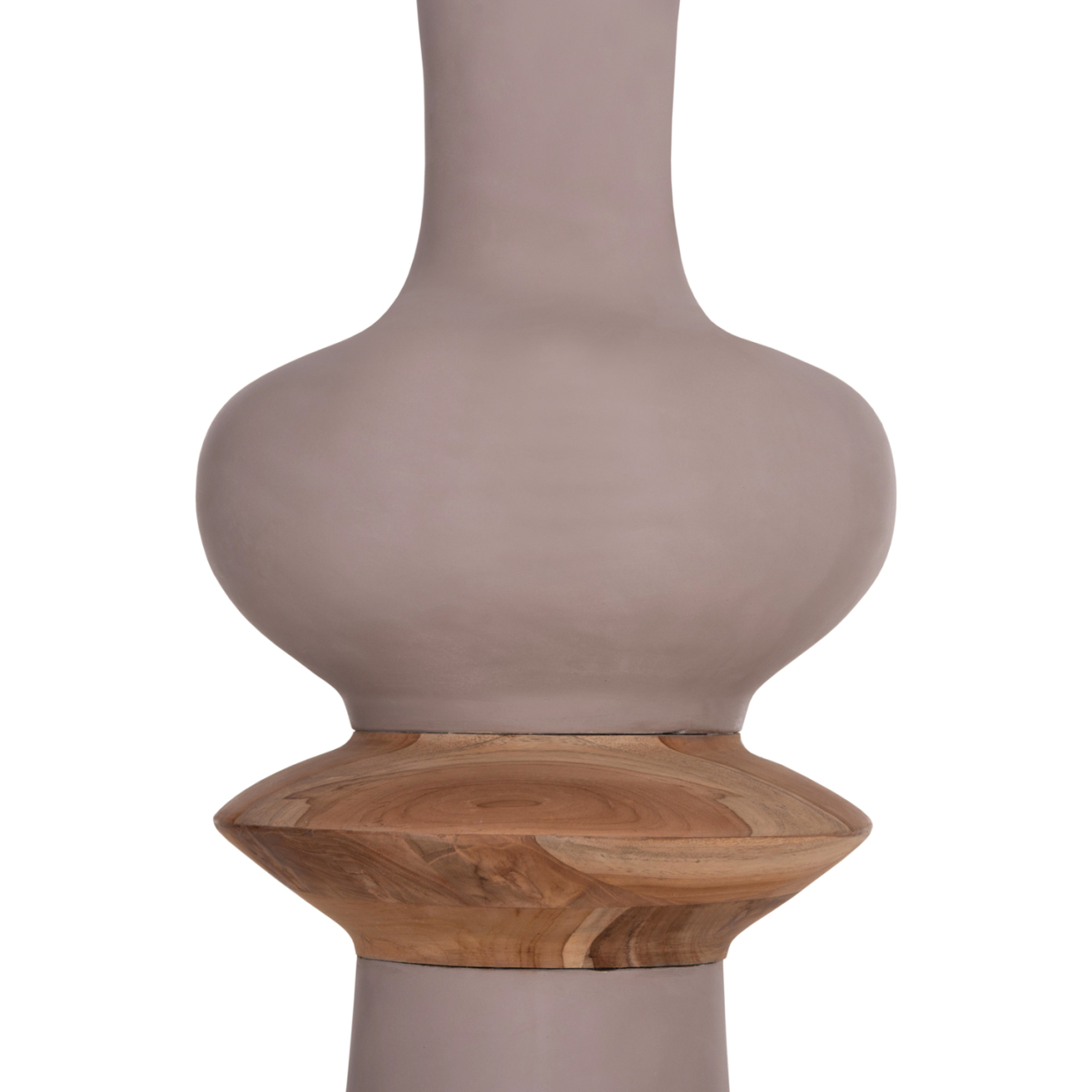 DECORATIVE FLOOR VASE NEBULA HM4660.05L FIBER CEMENT IN TAUPE--TEAK WOOD Φ45x172Hcm. [5]