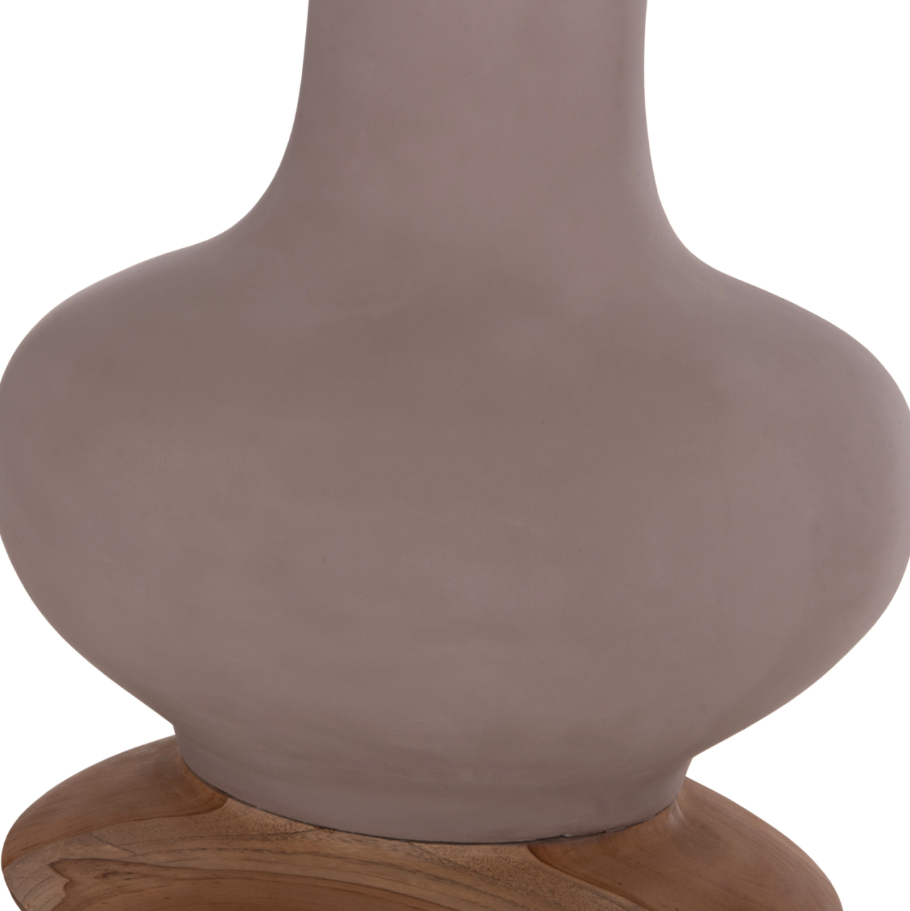 DECORATIVE FLOOR VASE NEBULA HM4660.05L FIBER CEMENT IN TAUPE--TEAK WOOD Φ45x172Hcm. [10]