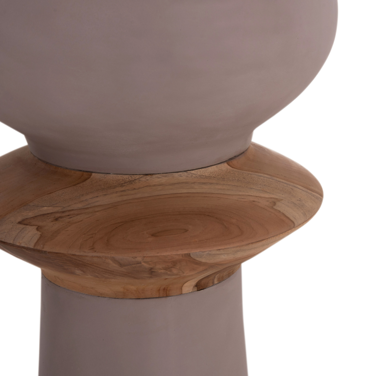 DECORATIVE FLOOR VASE NEBULA HM4660.05L FIBER CEMENT IN TAUPE--TEAK WOOD Φ45x172Hcm. [9]