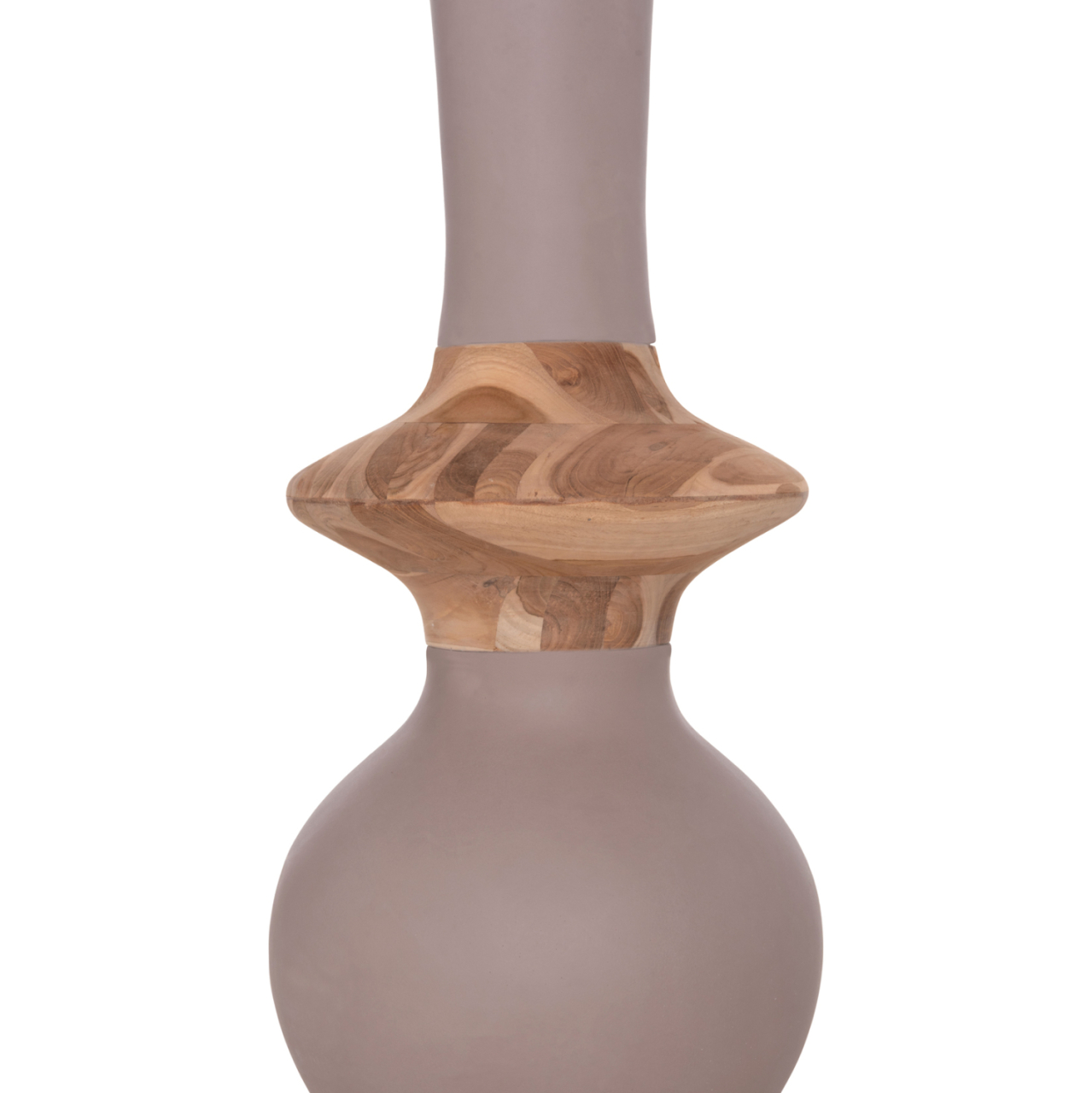 DECORATIVE FLOOR VASE NEBULA HM4660.05M FIBER CEMENT IN TAUPE--TEAK WOOD Φ45x148Hcm. [8]