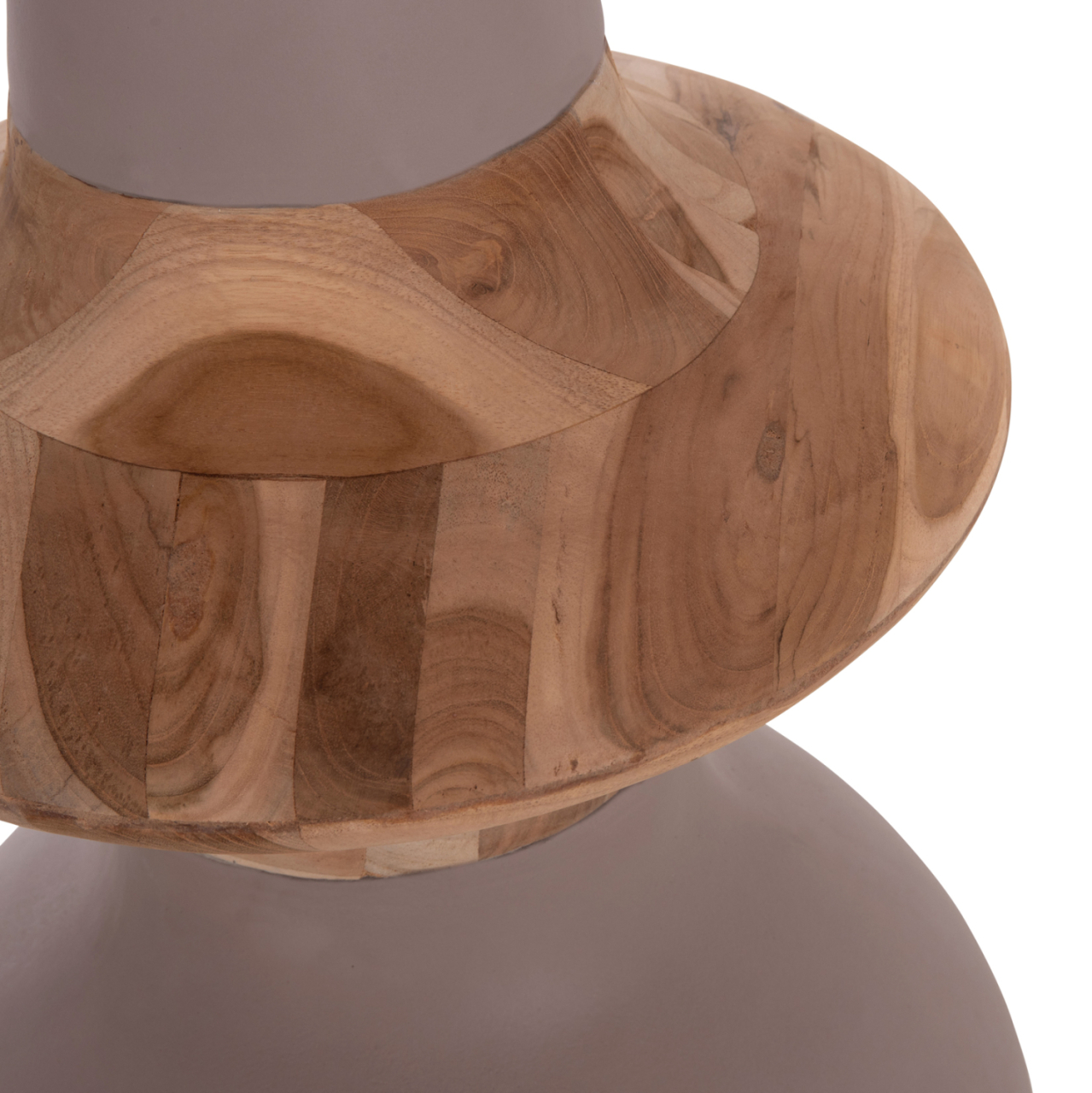 DECORATIVE FLOOR VASE NEBULA HM4660.05M FIBER CEMENT IN TAUPE--TEAK WOOD Φ45x148Hcm. [9]