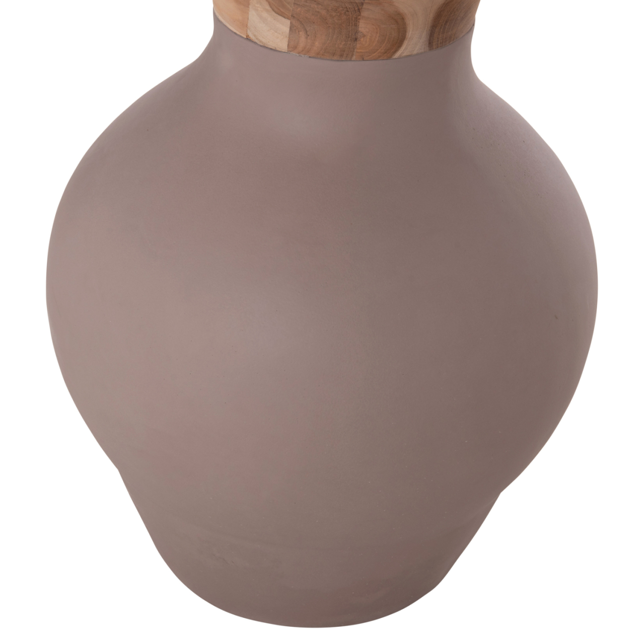 DECORATIVE FLOOR VASE NEBULA HM4660.05M FIBER CEMENT IN TAUPE--TEAK WOOD Φ45x148Hcm. [10]