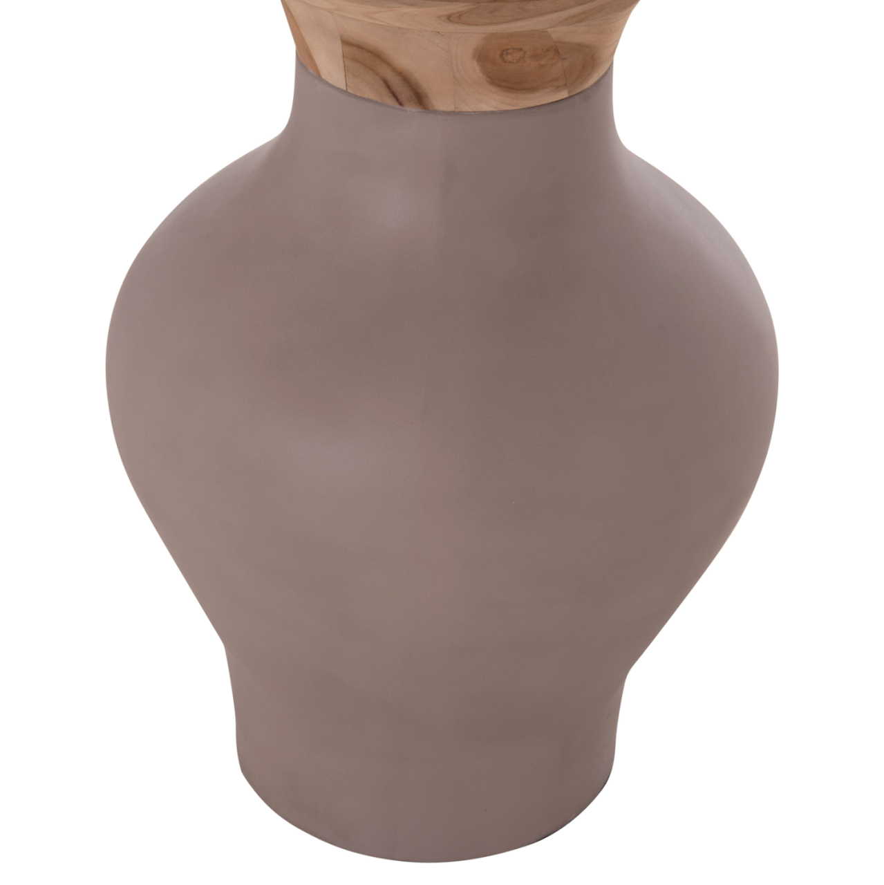 DECORATIVE FLOOR VASE NEBULA HM4660.05S FIBER CEMENT IN TAUPE--TEAK WOOD Φ45x115Hcm. [10]