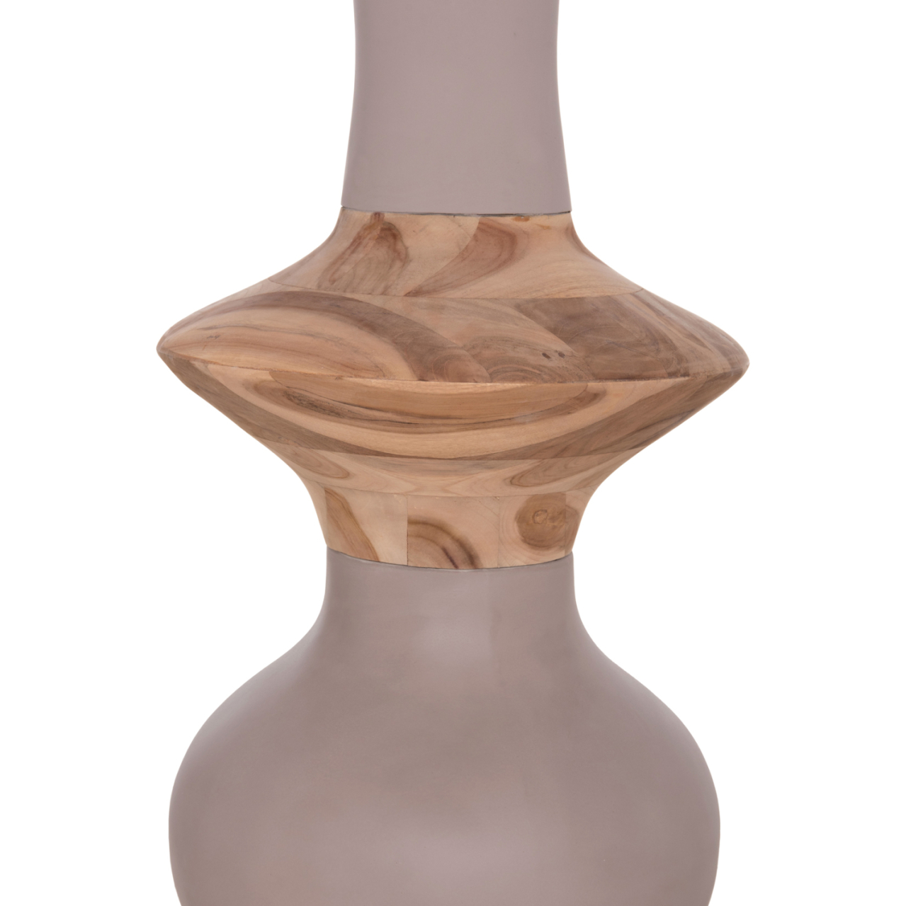 DECORATIVE FLOOR VASE NEBULA HM4660.05S FIBER CEMENT IN TAUPE--TEAK WOOD Φ45x115Hcm. [9]