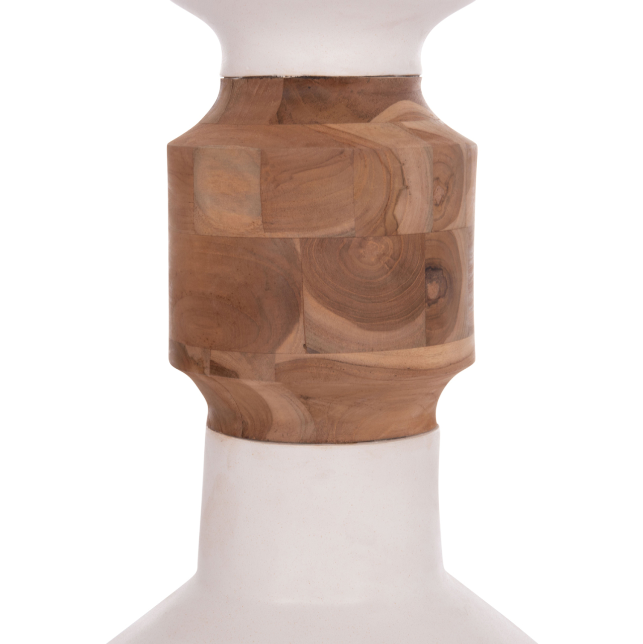 DECORATIVE FLOOR VASE NEBULA HM4661.02 FIBER CEMENT IN WHITE--TEAK WOOD Φ60x115Hcm. [4]