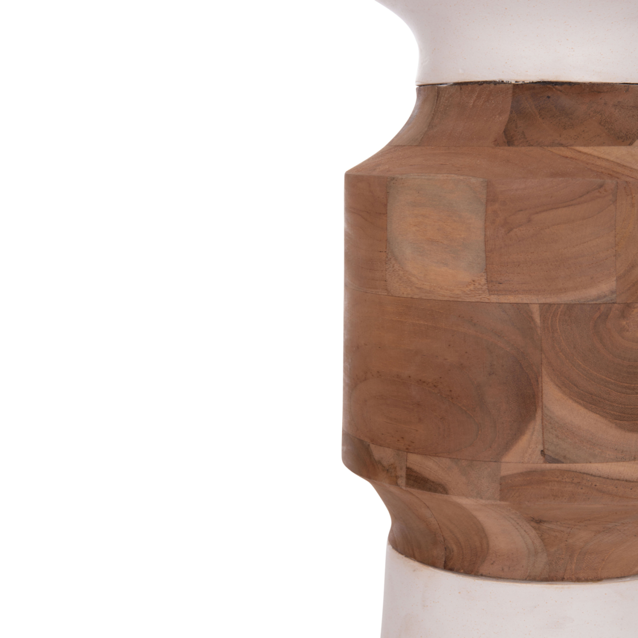 DECORATIVE FLOOR VASE NEBULA HM4661.02 FIBER CEMENT IN WHITE--TEAK WOOD Φ60x115Hcm. [7]