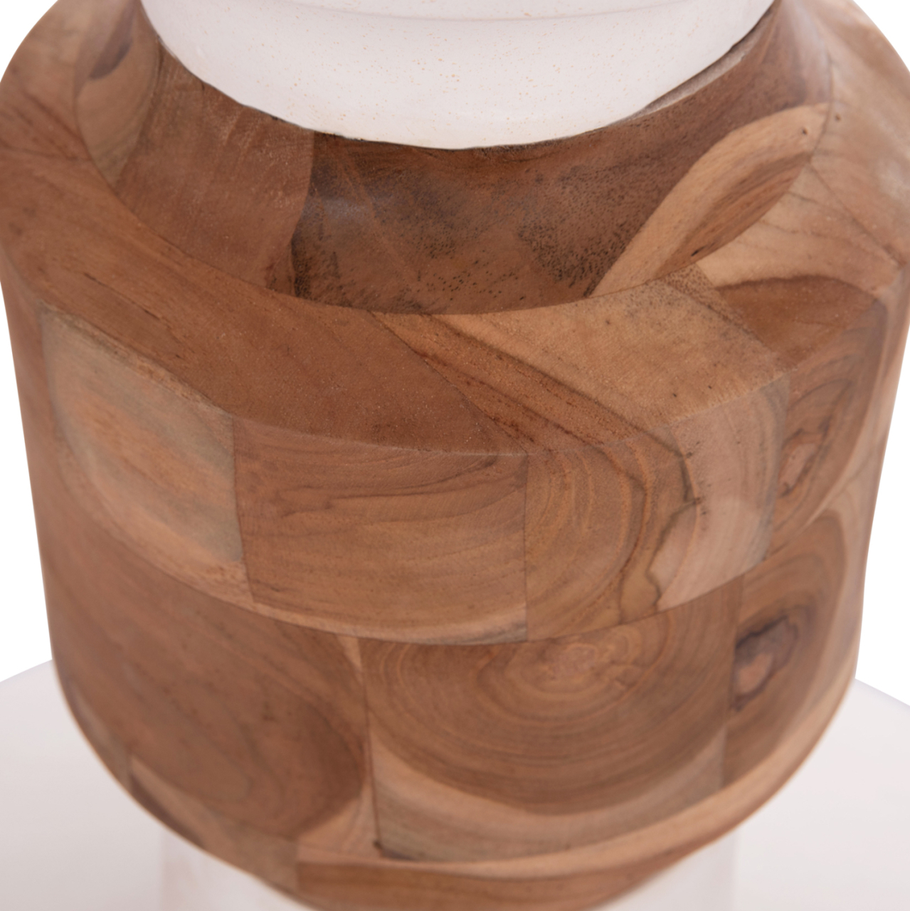 DECORATIVE FLOOR VASE NEBULA HM4661.02 FIBER CEMENT IN WHITE--TEAK WOOD Φ60x115Hcm. [9]