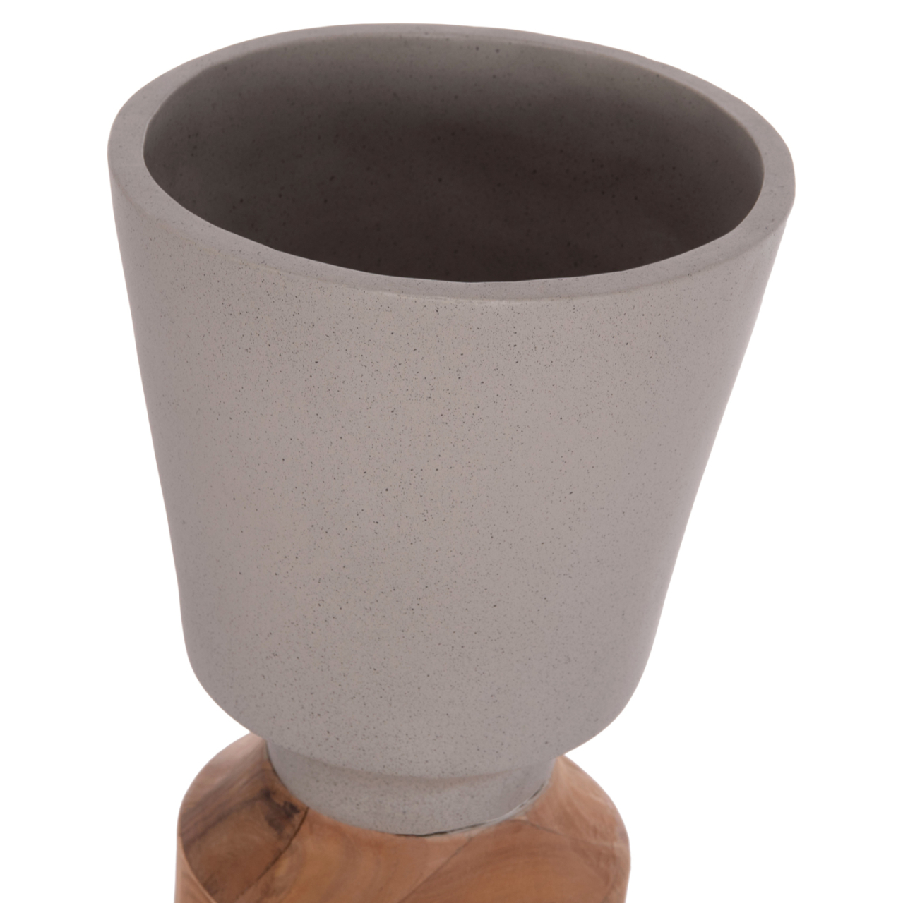 DECORATIVE FLOOR VASE NEBULA HM4661.03 FIBER CEMENT IN GREY--TEAK WOOD Φ60x115Hcm. [4]