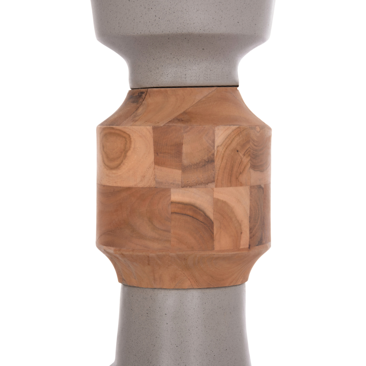 DECORATIVE FLOOR VASE NEBULA HM4661.03 FIBER CEMENT IN GREY--TEAK WOOD Φ60x115Hcm. [5]