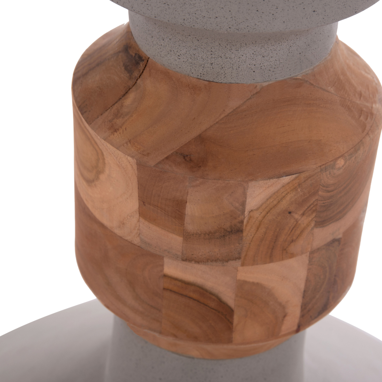 DECORATIVE FLOOR VASE NEBULA HM4661.03 FIBER CEMENT IN GREY--TEAK WOOD Φ60x115Hcm. [8]