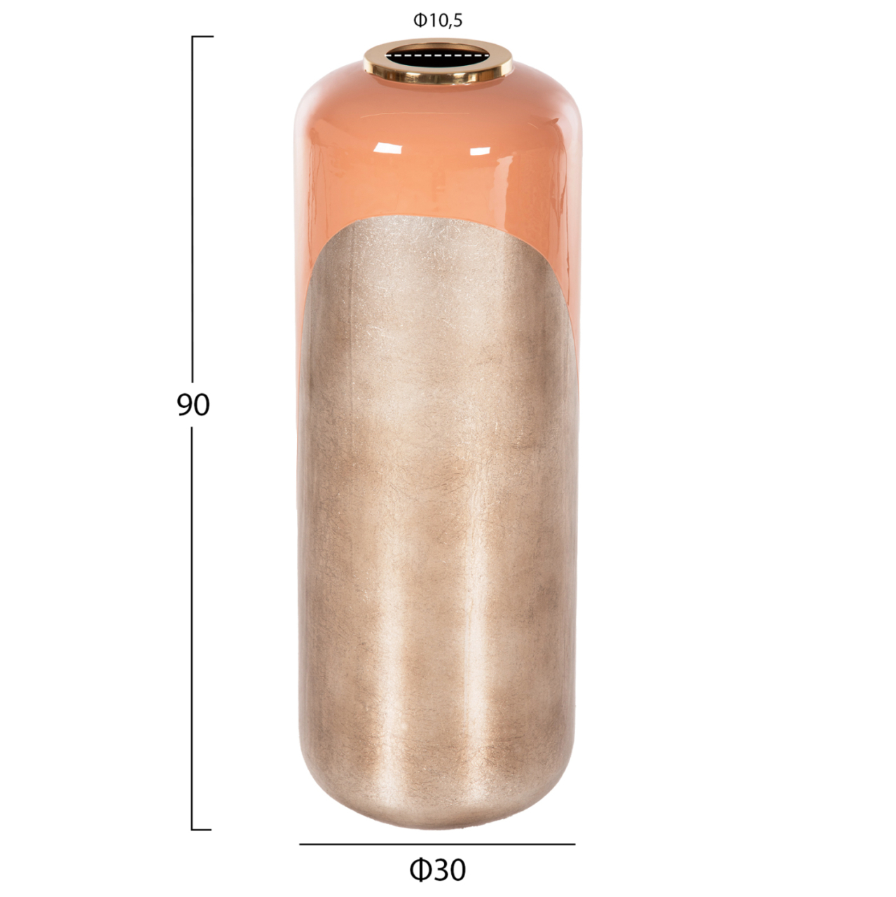DECORATIVE FLOOR VASE RAKSASA HM4230.02 METAL IN SALMON-LIGHT BRONZE Φ30x90Hcm. [2]