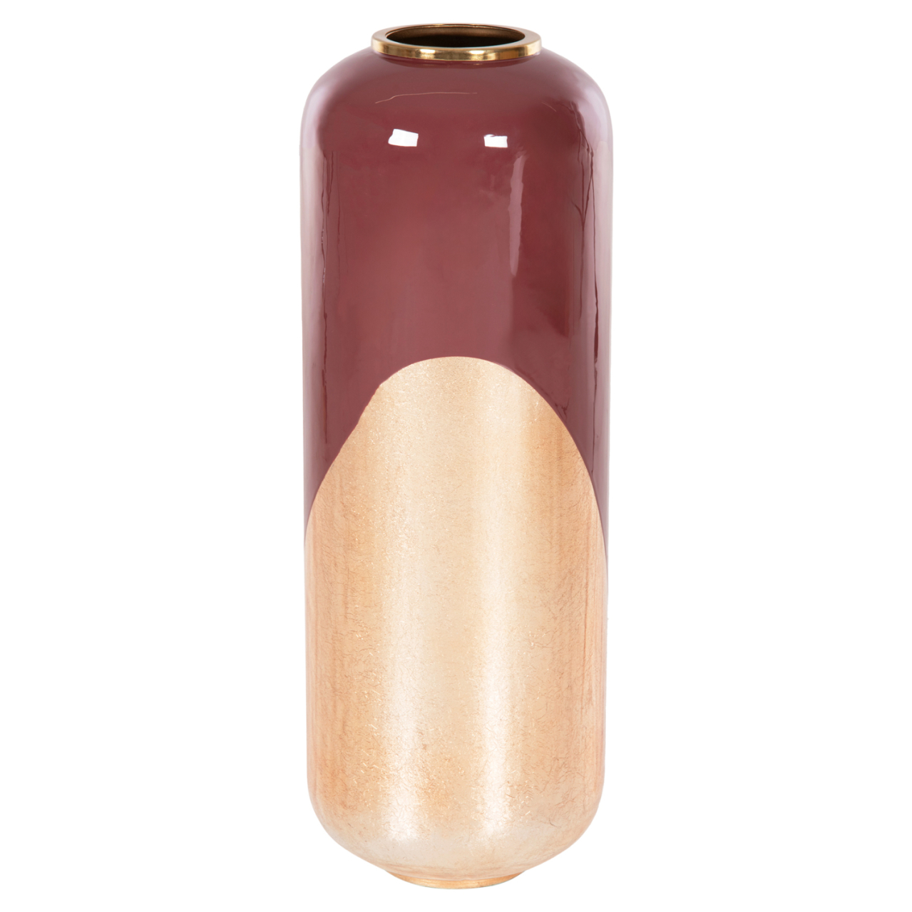 DECORATIVE FLOOR VASE RAKSASA HM4232.06 METAL IN CHERRY RED-GOLD PEARL Φ24x69Hcm. [3]