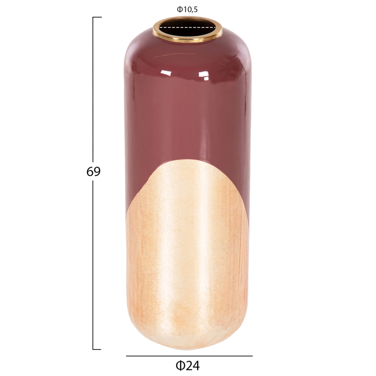 DECORATIVE FLOOR VASE RAKSASA HM4232.06 METAL IN CHERRY RED-GOLD PEARL Φ24x69Hcm. [2]
