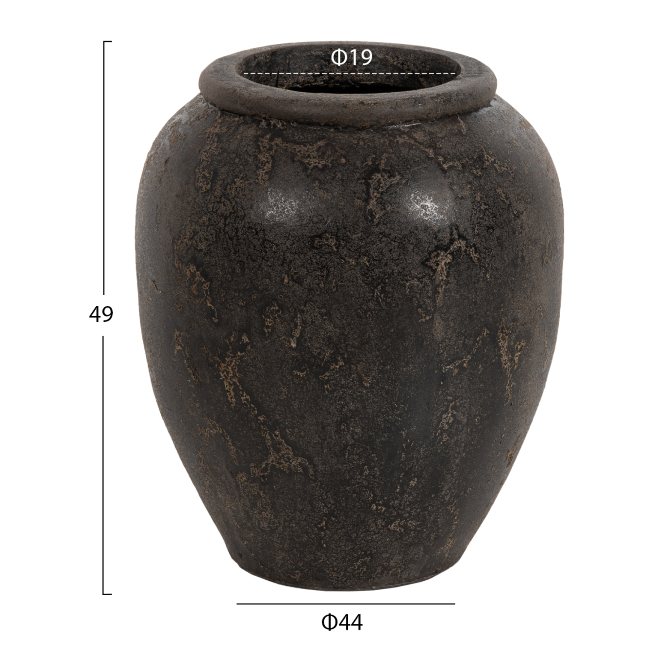 DECORATIVE FLOOR VASE SPARTA HM7928 TERRACOTA IN BLACK COLORING Φ44x49Hcm. [2]