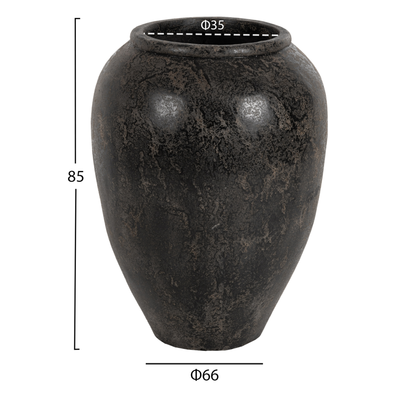 DECORATIVE FLOOR VASE SPARTA HM7934 TERRACOTA IN BLACK COLORING Φ66x85Hcm. [2]