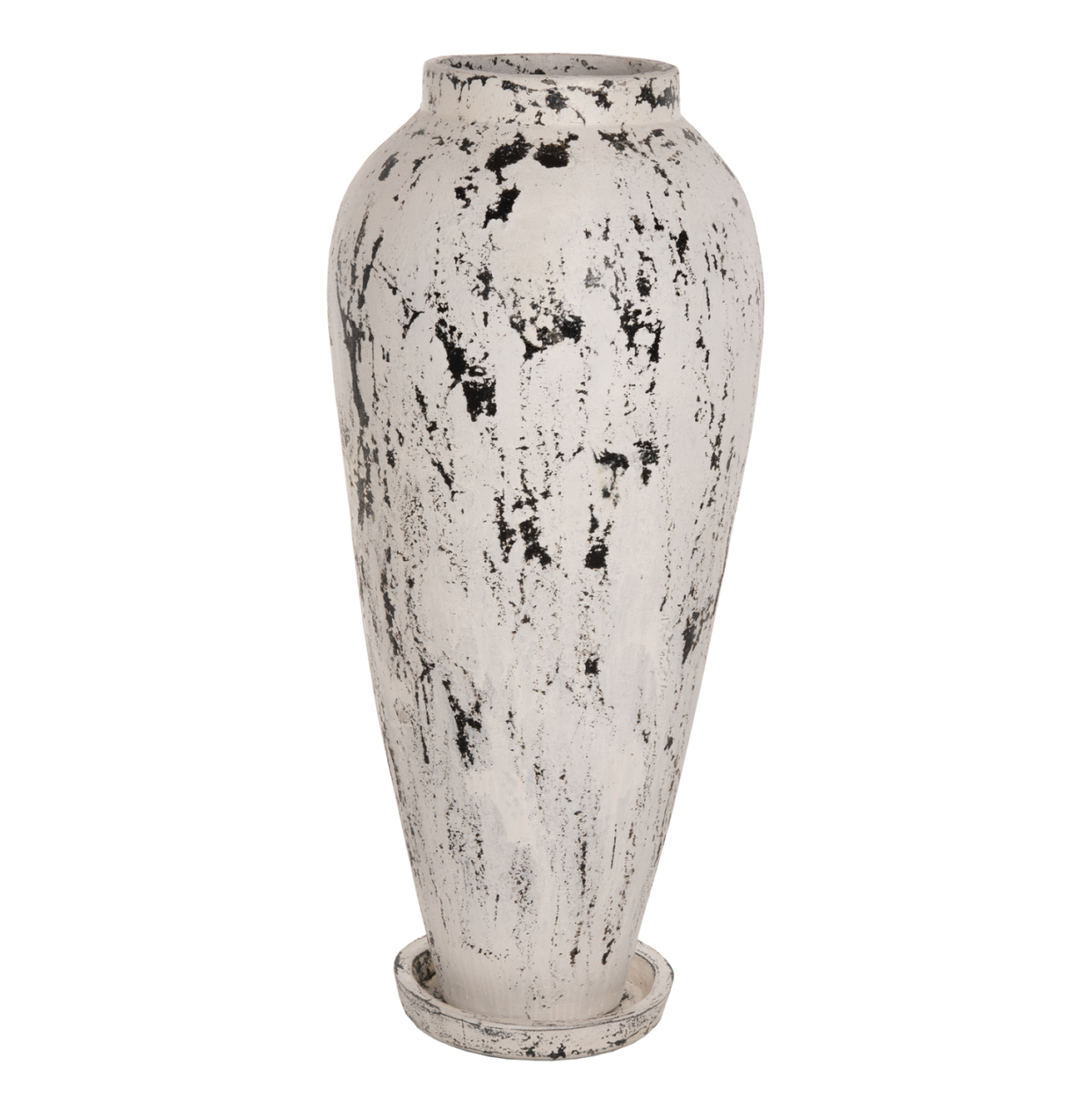 DECORATIVE FLOOR VASE WITH SAUCER-BASE LAUREL HM7927 TERRACOTTA IN WHITE PATINA Φ55x120Hcm. [3]