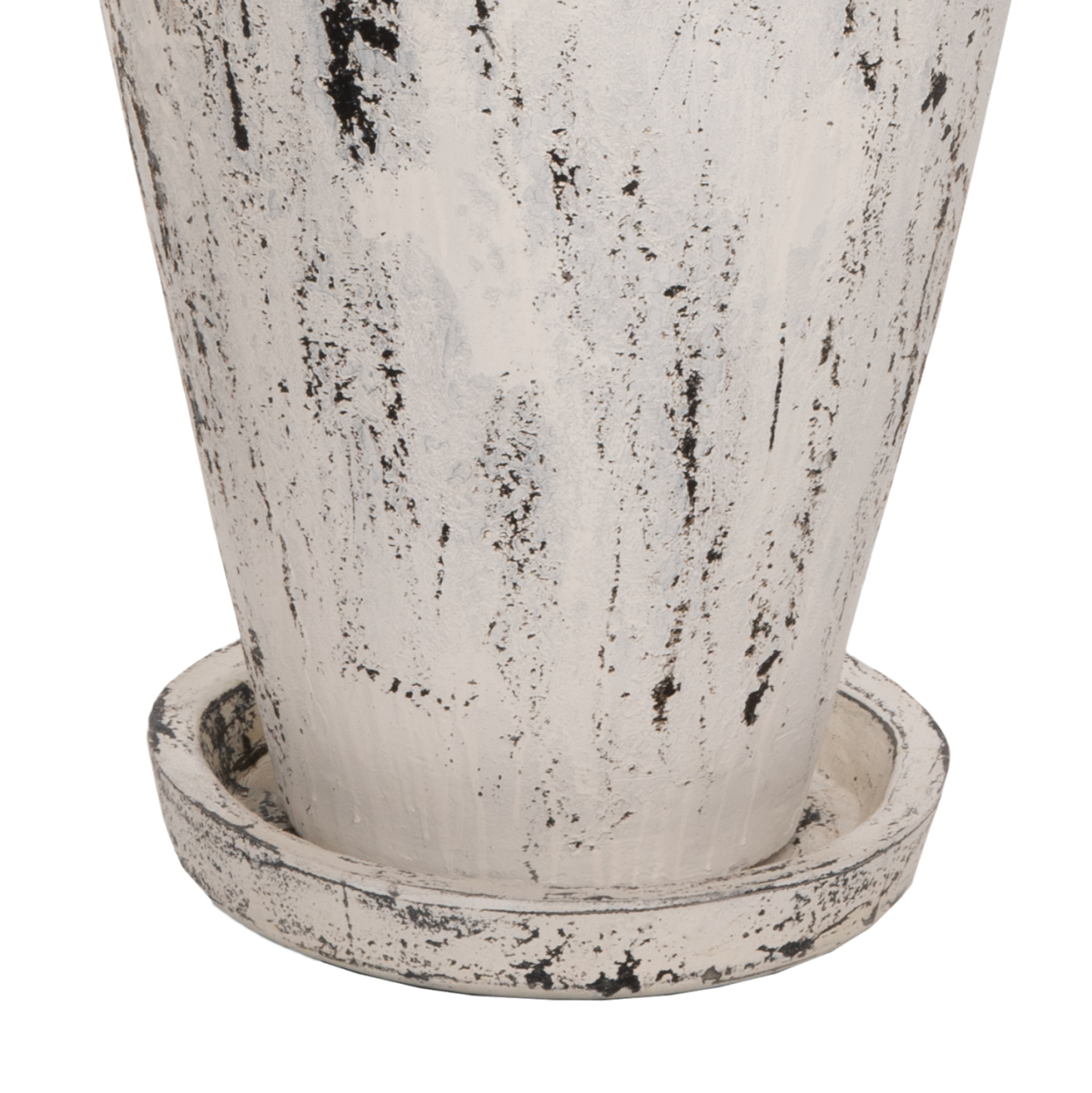 DECORATIVE FLOOR VASE WITH SAUCER-BASE LAUREL HM7937 TERRACOTTA IN WHITE PATINA Φ45x100Hcm. [6]